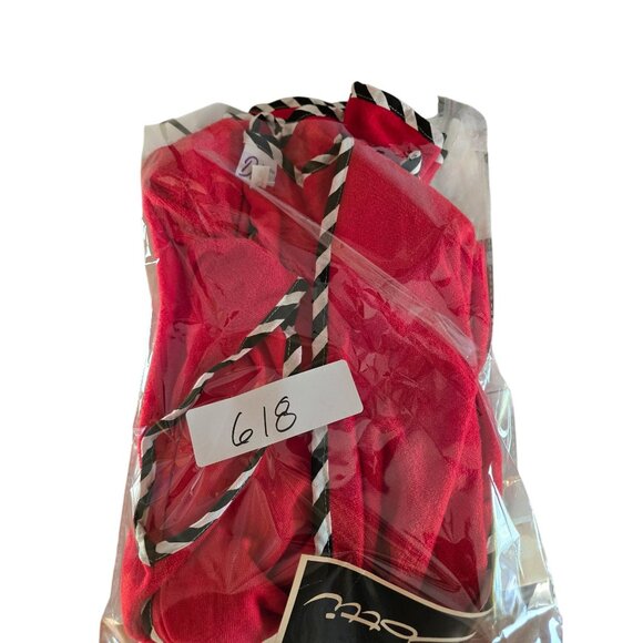 Dotti Red Wrap Terrycloth Cover-Up W/ Black & White Trim Medium Lightweight & St - Picture 8 of 8